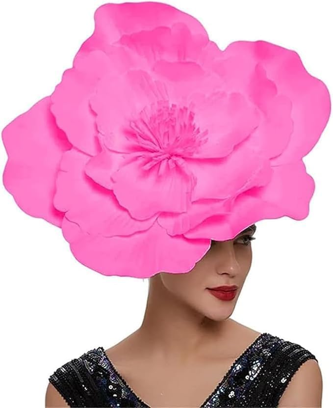 LDFWAY Large Flower Fascinators for Girls Women Tea Party Cocktail Headwear Derby Hats with Headband and Clip for Wedding - Image 1